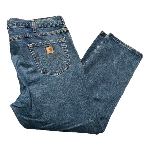 Men’s Carhartt Relaxed Fit Blue Jeans Size 42x30 - Picture 1 of 4